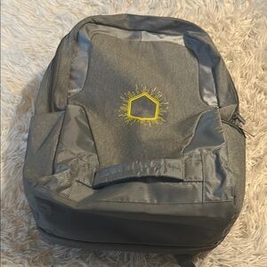 Gray Backpack with Yellow Accent